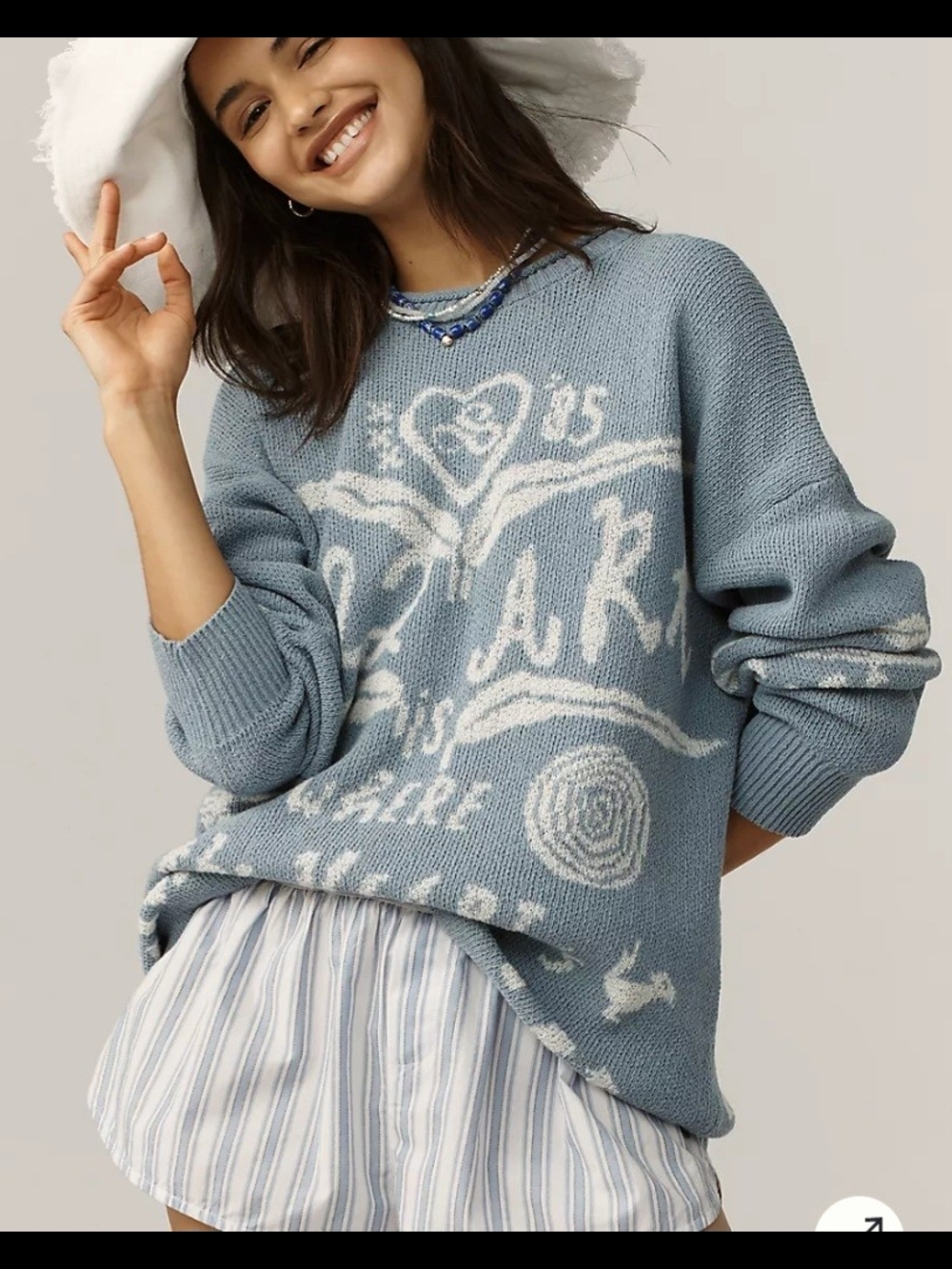 Scotch & Soda Dusty Blue Graphic Crewneck Sweater